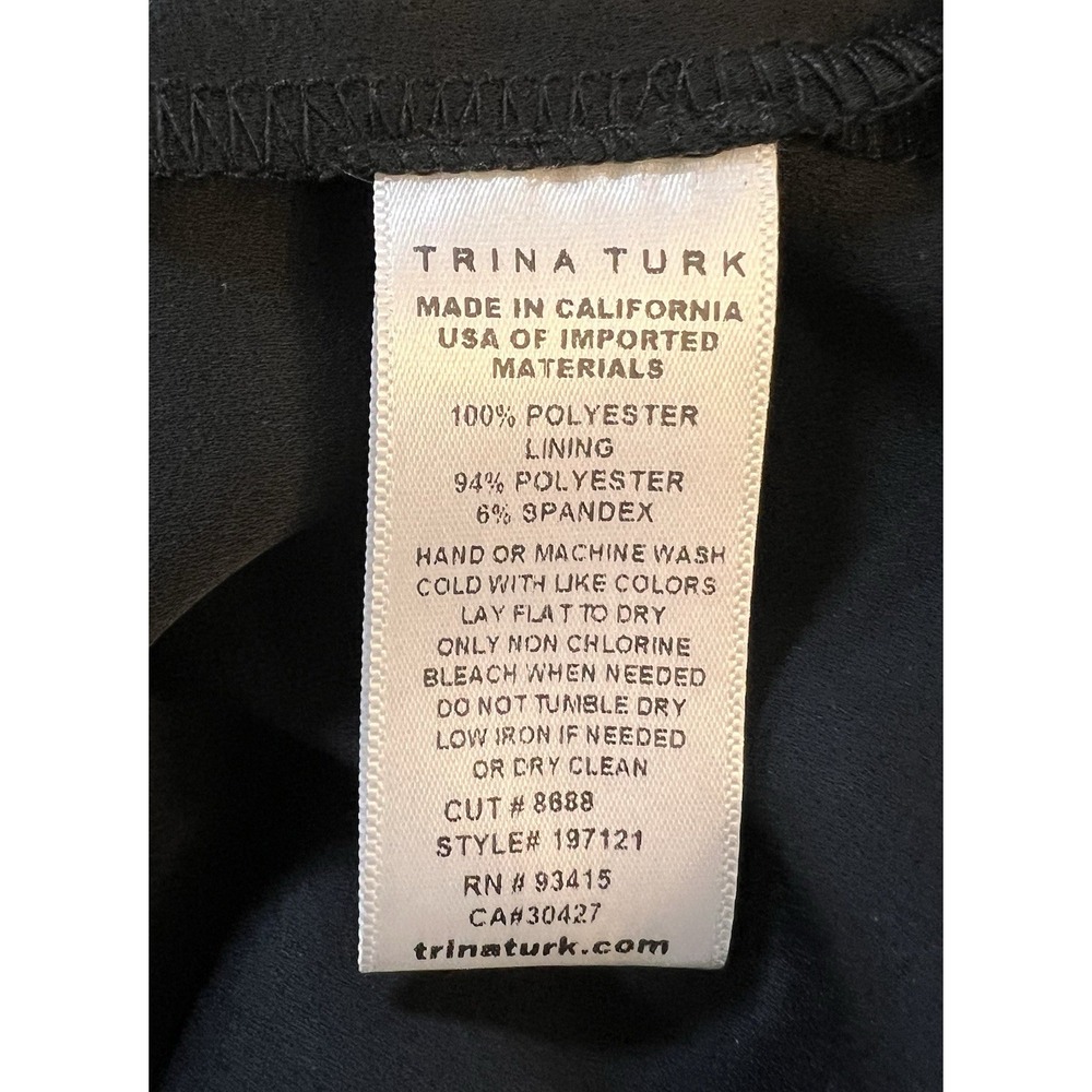 NWT Trina Turk Black Blouse Top With Pockets Size Small Made In USA - Picture 7 of 7
